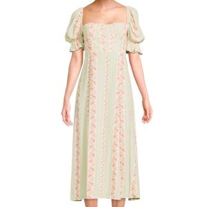 We Wore What Floral Puff Sleeve Midi Dress